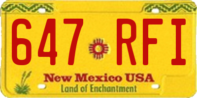 NM license plate 647RFI