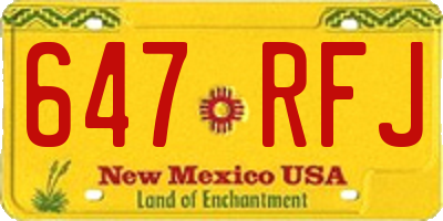 NM license plate 647RFJ