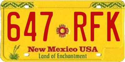 NM license plate 647RFK