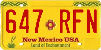 NM license plate 647RFN