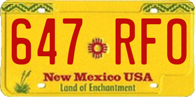 NM license plate 647RFO