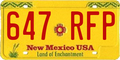 NM license plate 647RFP
