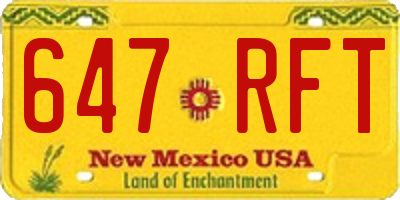 NM license plate 647RFT