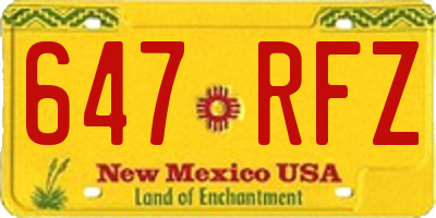 NM license plate 647RFZ