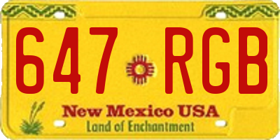 NM license plate 647RGB