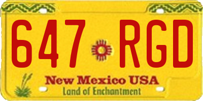 NM license plate 647RGD