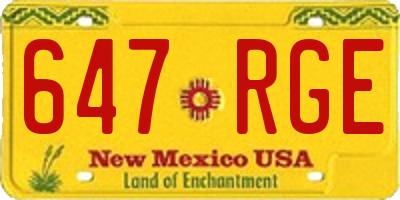 NM license plate 647RGE