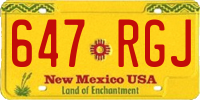 NM license plate 647RGJ