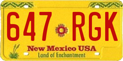 NM license plate 647RGK