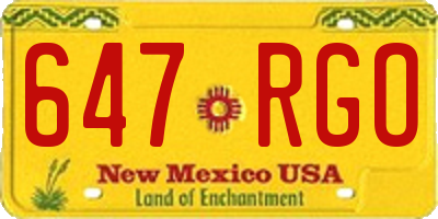 NM license plate 647RGO
