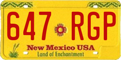 NM license plate 647RGP