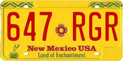 NM license plate 647RGR