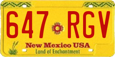 NM license plate 647RGV