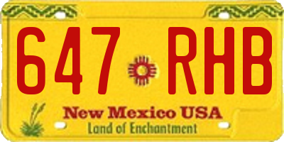 NM license plate 647RHB
