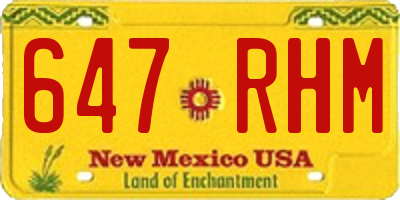 NM license plate 647RHM