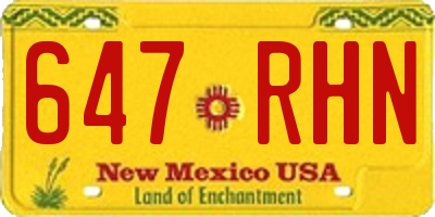 NM license plate 647RHN