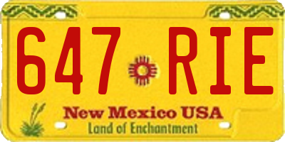 NM license plate 647RIE