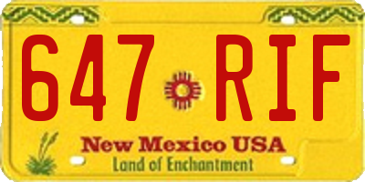 NM license plate 647RIF