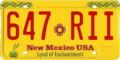 NM license plate 647RII