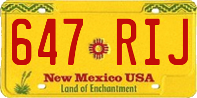 NM license plate 647RIJ