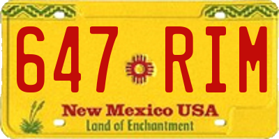 NM license plate 647RIM