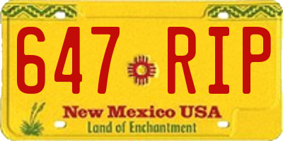 NM license plate 647RIP