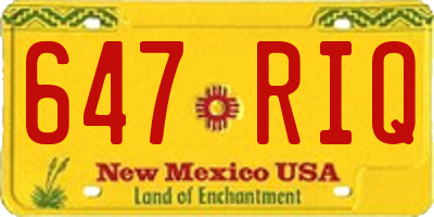 NM license plate 647RIQ
