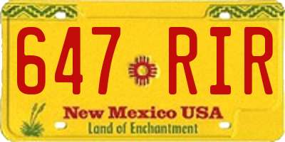 NM license plate 647RIR