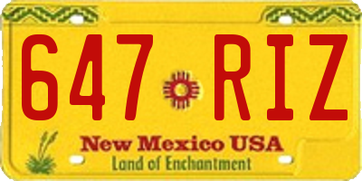 NM license plate 647RIZ
