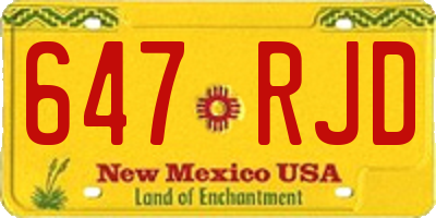 NM license plate 647RJD