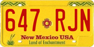 NM license plate 647RJN