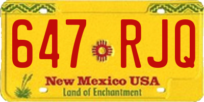 NM license plate 647RJQ