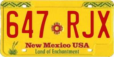 NM license plate 647RJX
