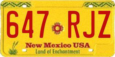 NM license plate 647RJZ
