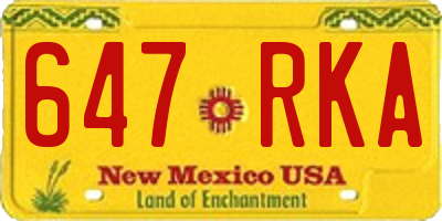 NM license plate 647RKA