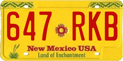 NM license plate 647RKB