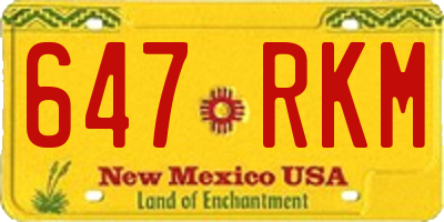 NM license plate 647RKM