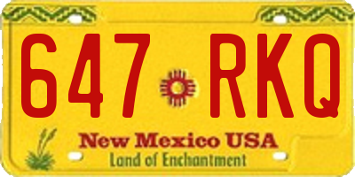NM license plate 647RKQ