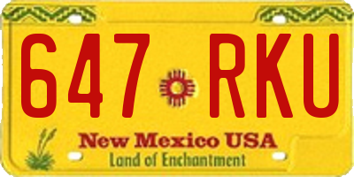 NM license plate 647RKU