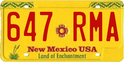 NM license plate 647RMA