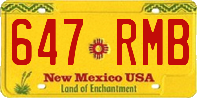 NM license plate 647RMB