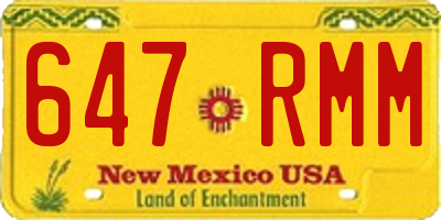 NM license plate 647RMM
