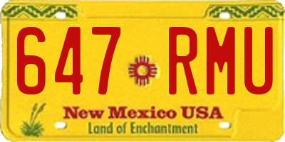 NM license plate 647RMU