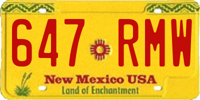 NM license plate 647RMW