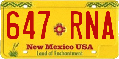 NM license plate 647RNA
