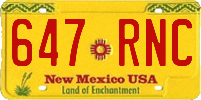 NM license plate 647RNC