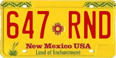 NM license plate 647RND