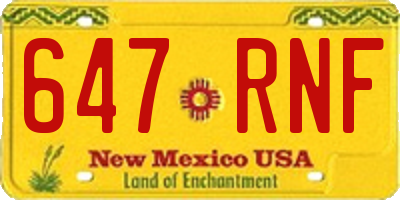 NM license plate 647RNF