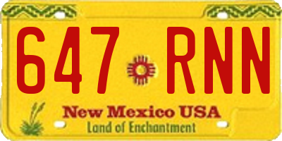 NM license plate 647RNN