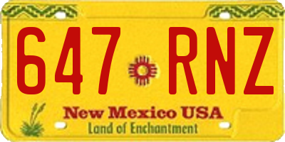NM license plate 647RNZ